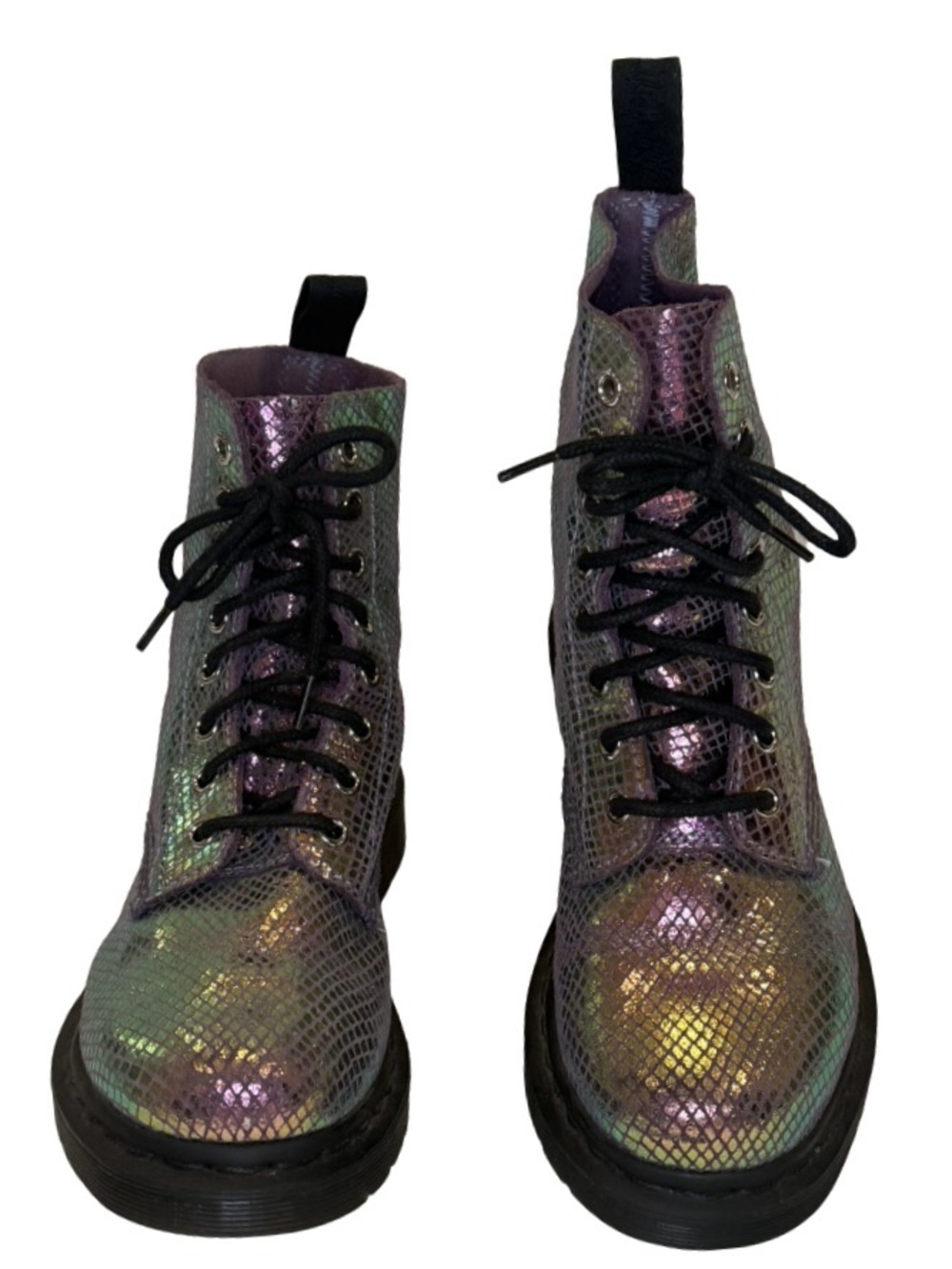 Dr. Martens 1460 Pascal Snake Metallic Suede Iridescent Combat Boot Sz 7